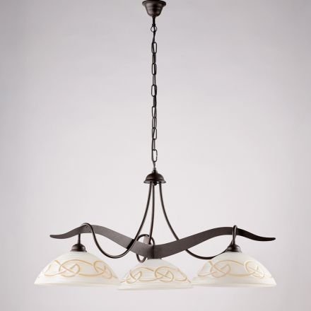 Lámpara de araña de metal y vidrio de 3 luces para iluminación interior - Musca Viadurini