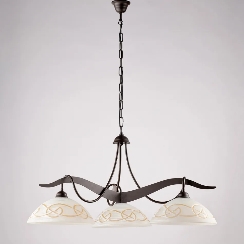 Lámpara de araña de metal y vidrio de 3 luces para iluminación interior - Musca Viadurini