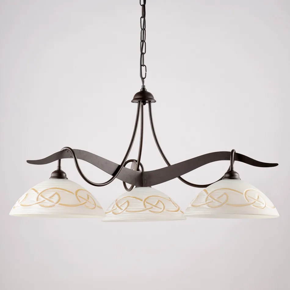 Lámpara de araña de metal y vidrio de 3 luces para iluminación interior - Musca Viadurini