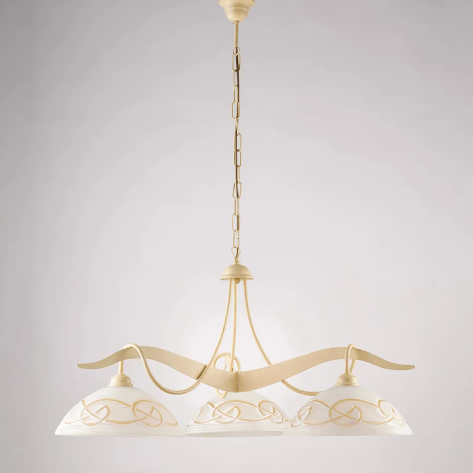 Lámpara de araña de metal y vidrio de 3 luces para iluminación interior - Musca Viadurini