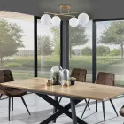 Lámpara de araña de metal dorado metalizado y 4 esferas de cristal blanco - Venecia Viadurini