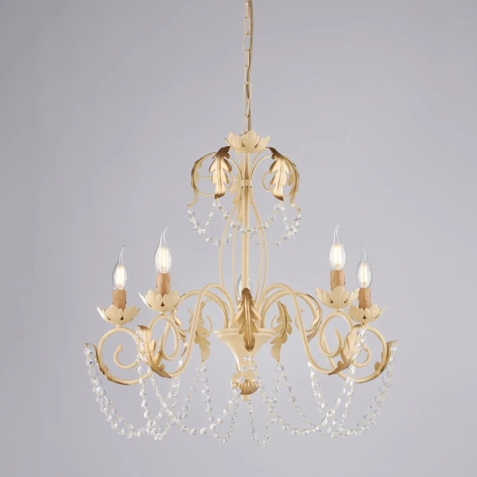 Lámpara de araña de metal para interiores luminosos y acogedores – Perla Viadurini