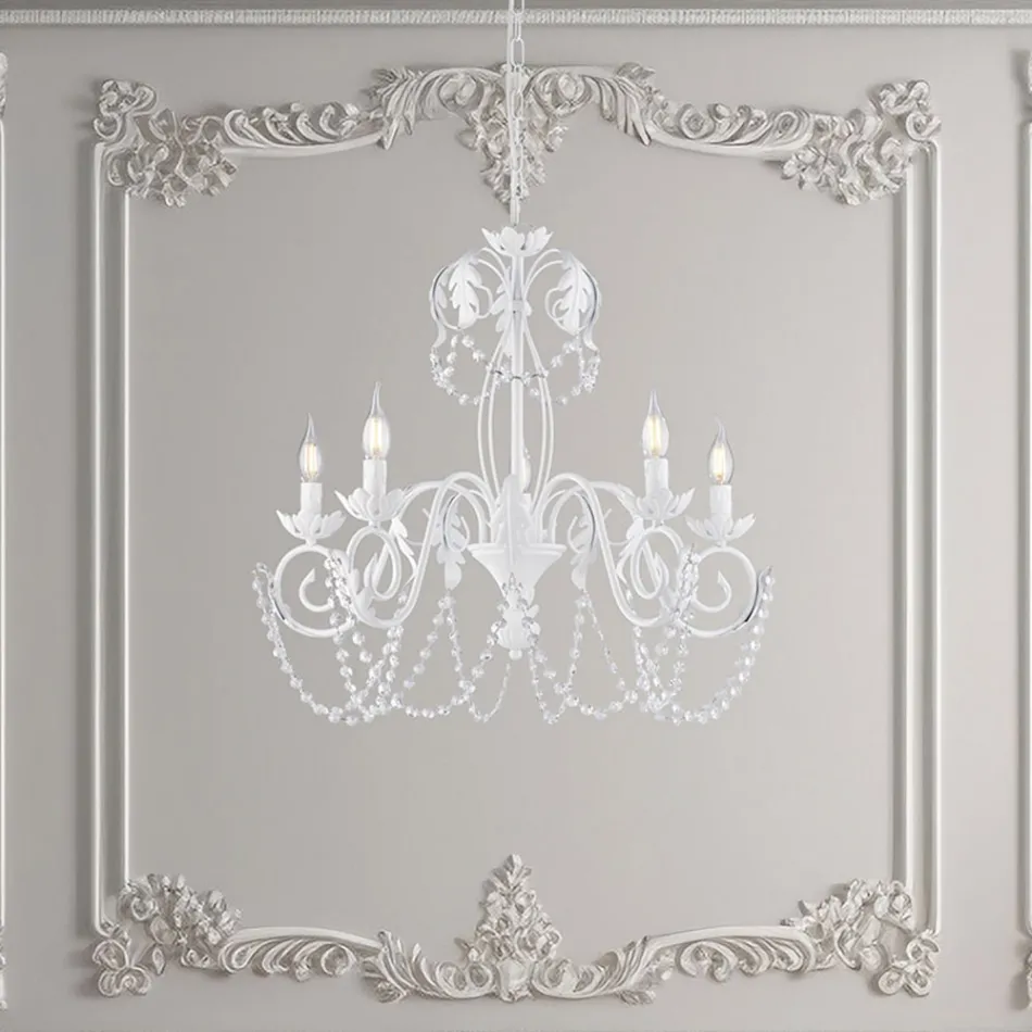 Lámpara de araña de metal para interiores luminosos y acogedores – Perla Viadurini