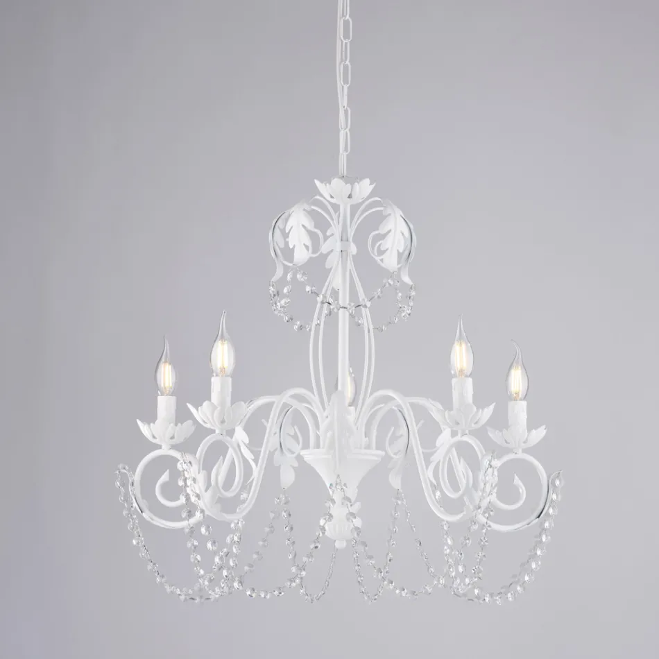 Lámpara de araña de metal para interiores luminosos y acogedores – Perla Viadurini