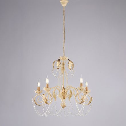 Lámpara de araña de metal para interiores luminosos y acogedores – Perla Viadurini