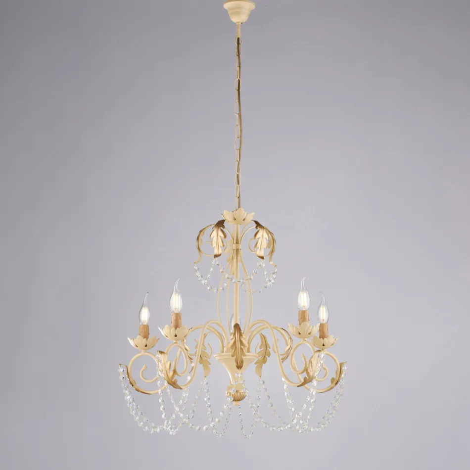 Lámpara de araña de metal para interiores luminosos y acogedores – Perla Viadurini