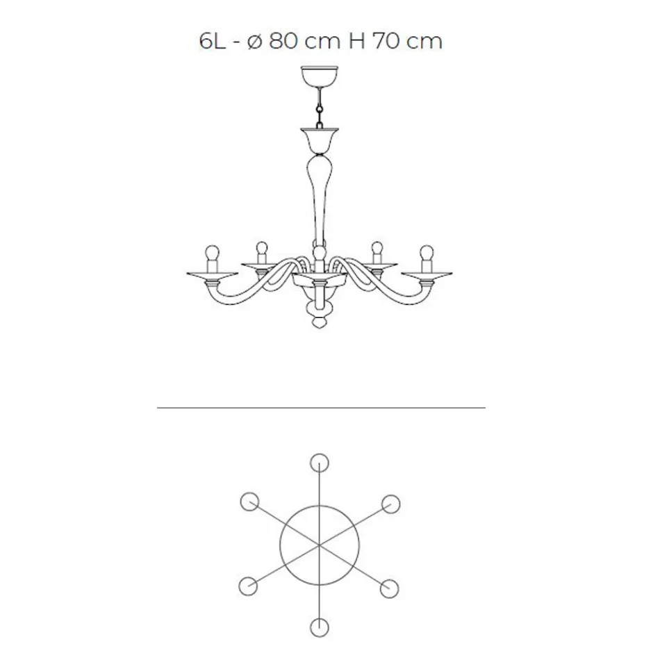 Lámpara de araña de vidrio veneciano soplado a mano de estilo clásico - Demetra Viadurini