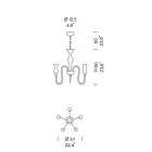Lámpara de araña de cristal veneciano de 5 luces hecha a mano en Italia - Vittoria Viadurini