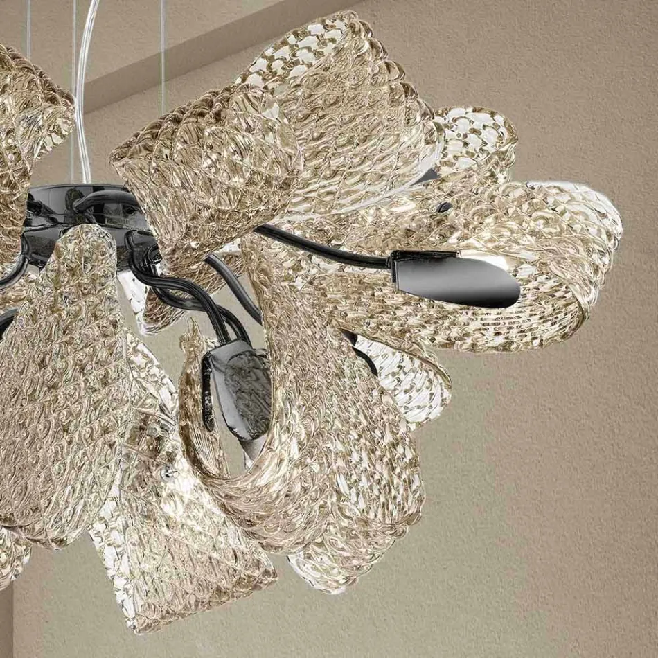 Lámpara de araña moderna con 12 luces de vidrio veneciano, Made in Italy - Diamonique Viadurini