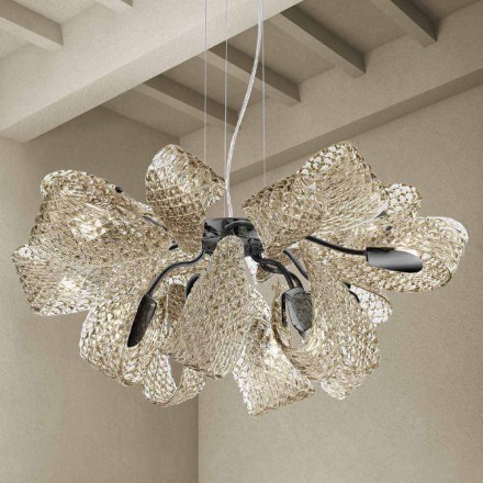 Lámpara de araña moderna con 12 luces de vidrio veneciano, Made in Italy - Diamonique Viadurini