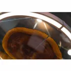 Lámpara de araña moderna de acero y vidrio con inserto de madera Made in Italy - Seúl Viadurini