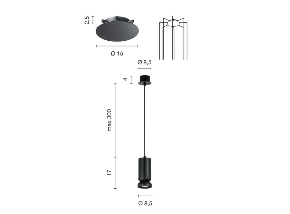 Lámpara de araña moderna en aluminio con recubrimiento en polvo y cable ajustable - Buxus Viadurini