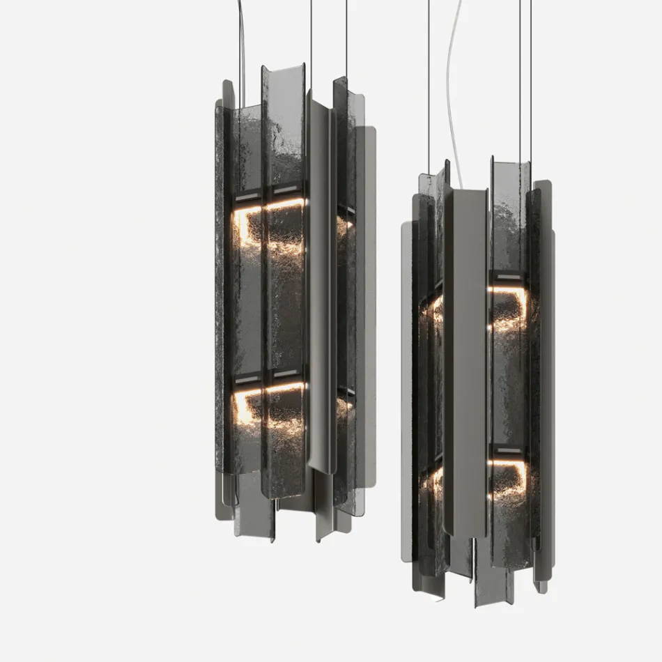Velis - Lámpara de araña moderna de cristal fusionado con un diseño elegante, fabricada en Italia. Viadurini