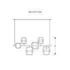 Lámpara de araña horizontal en metal y vidrio Pyrex transparente - Iperspazio Viadurini