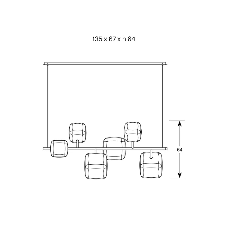 Lámpara de araña horizontal en metal y vidrio Pyrex transparente - Iperspazio Viadurini