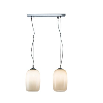 Lámpara colgante de dos luces de cristal soplado a mano, fabricada en Italia - Soffio Viadurini