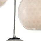 Lucilla - Lámpara colgante de cristal veneciano de tres cúpulas, fabricada en Italia. Viadurini