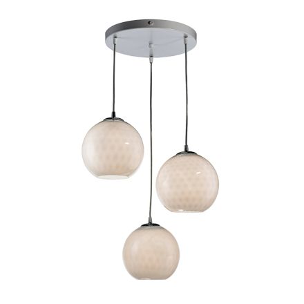 Lucilla - Lámpara colgante de cristal veneciano de tres cúpulas, fabricada en Italia. Viadurini