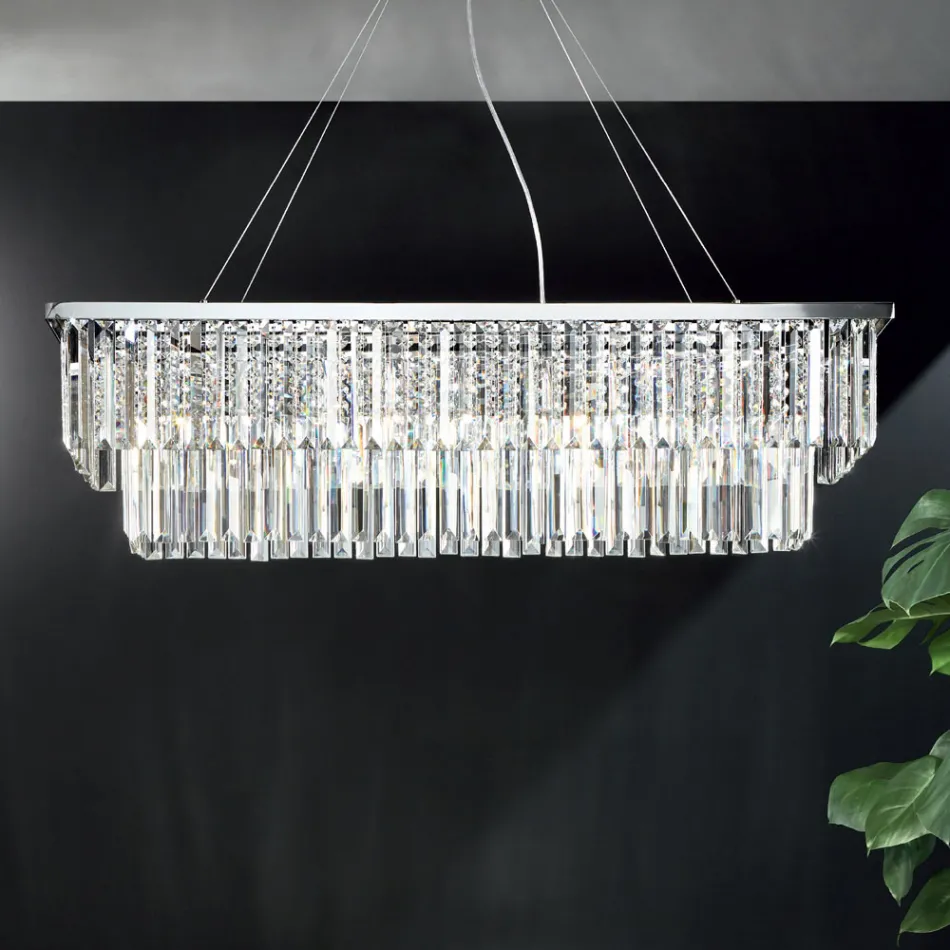 Lámpara colgante clásica de metal y cristal tallado de lujo - Mirielle Viadurini