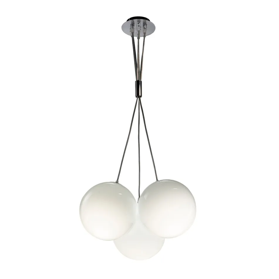 Lámpara de araña colgante de tres luces en cristal labrado, fabricada en Italia - Althea Viadurini