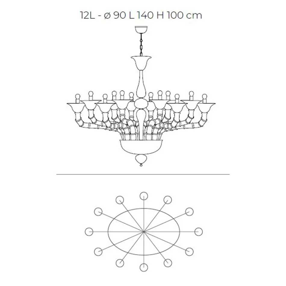 Araña de estilo clásico en vidrio veneciano soplado a mano - Tocador Viadurini