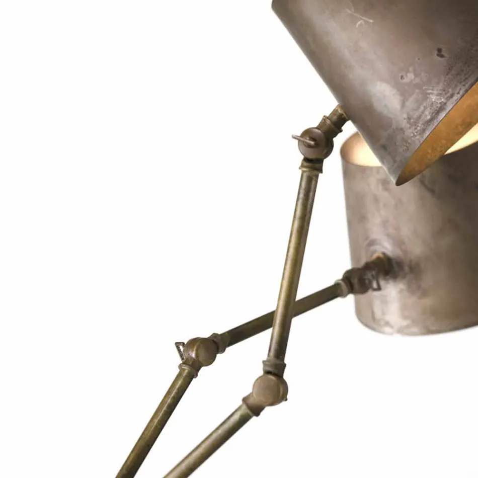 Araña de estilo industrial en hierro y latón Reportero Il Fanale Viadurini