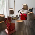 Araña de estilo industrial en hierro y latón Reportero Il Fanale Viadurini