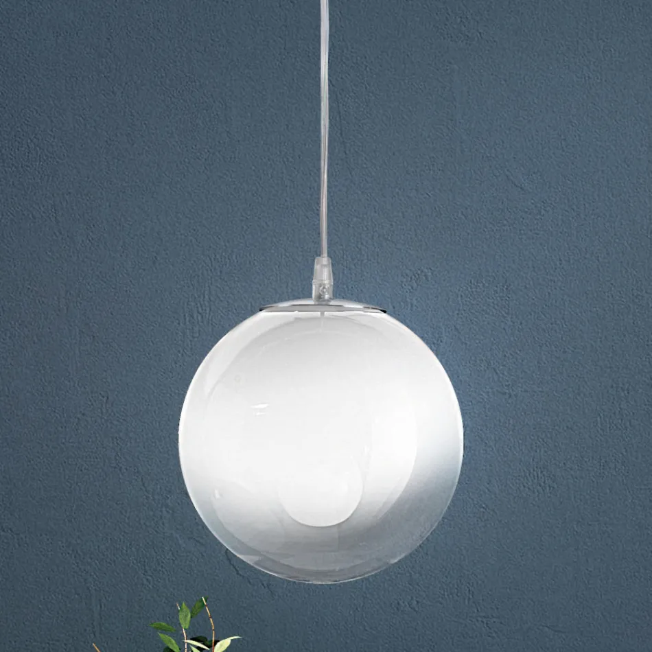 Lámpara de araña lineal Isotta de cuatro luces en cristal blanco, fabricada en Italia. Viadurini
