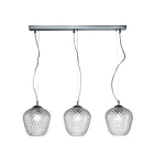Lámpara de araña lineal de tres luces en cristal veneciano, fabricada en Italia - Elisia Viadurini