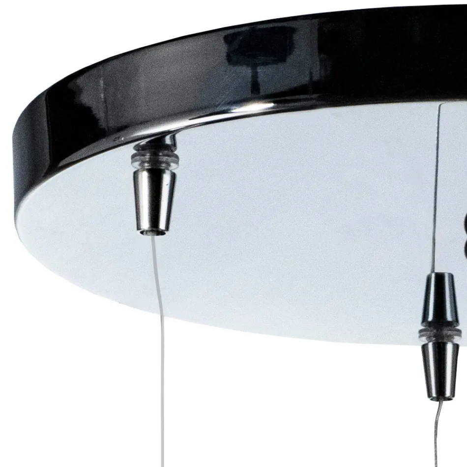 Lámpara de araña de tres luces sobre base redonda de cristal laminado, fabricada en Italia - Iride Viadurini