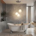 Lámpara de araña de tres luces sobre base redonda de cristal laminado, fabricada en Italia - Iride