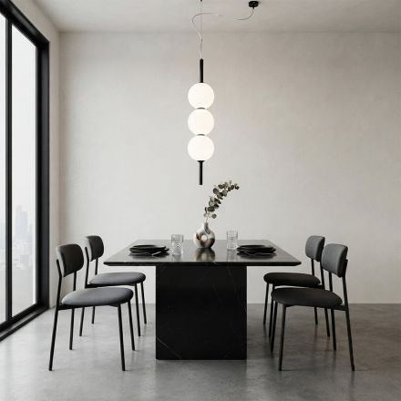 Lumira - Lámpara de araña vertical de tres luces en cristal labrado, fabricada en Italia. Viadurini