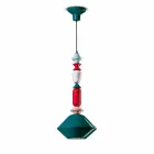 Lámpara de araña vintage de cerámica verde o amarilla hecha en Italia - Ferroluce Lariat Viadurini