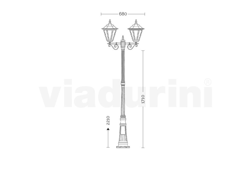 Lámpara vintage de 2 luces en aluminio blanco Made in Italy - Terella Viadurini
