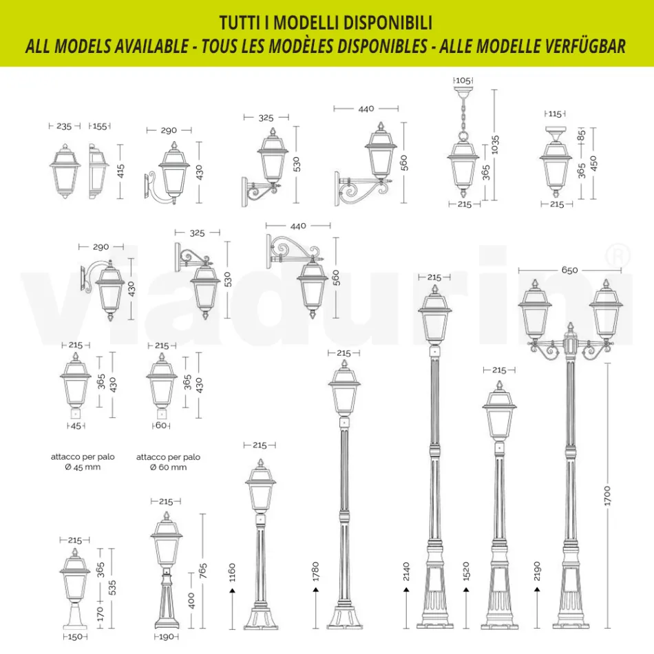 Lámpara de jardín de 208 cm de altura en aluminio antracita y cristal arenado - Elric Viadurini