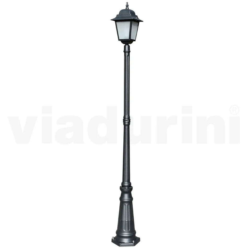 Farola de 214 cm de altura en vidrio antracita y aluminio Made in Italy - Scintilla Viadurini