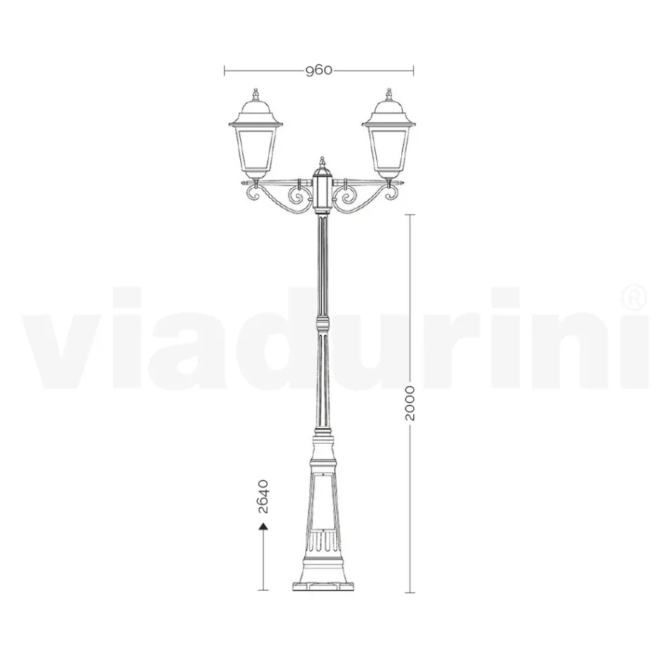 Farola para jardín de 264 cm de altura en vidrio y aluminio fundido a presión - Alchemist Viadurini