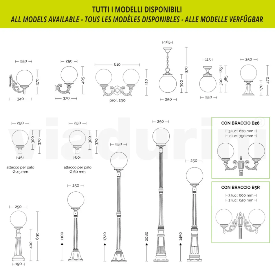 Farola de 47 cm de altura en acrílico blanco y aluminio fabricada en Italia - Trovabianco Viadurini
