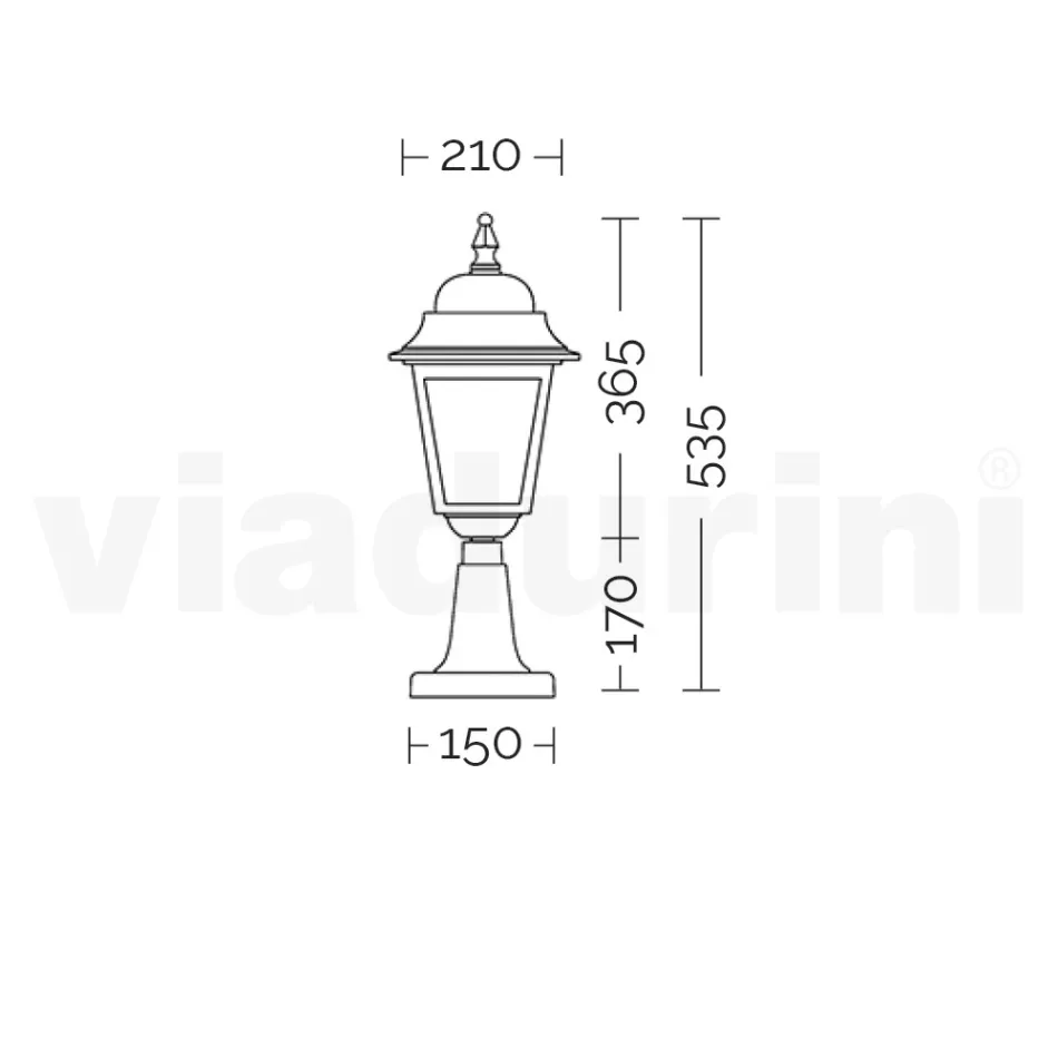 Farola de 53,5 cm de altura en vidrio antracita y aluminio Made in Italy - Scintilla Viadurini