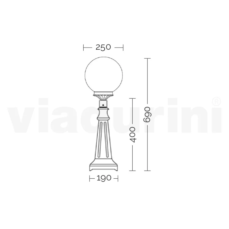 Farola de 69 cm de altura en acrílico negro y aluminio fabricada en Italia - Trovanero Viadurini