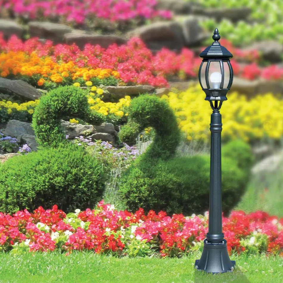 Lámpara exterior baja en aluminio antracita Made in Italy - Impero Viadurini