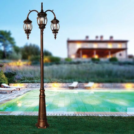 Lámpara de exterior 3 luces en aluminio estilo vintage Made in Italy - Leona Viadurini