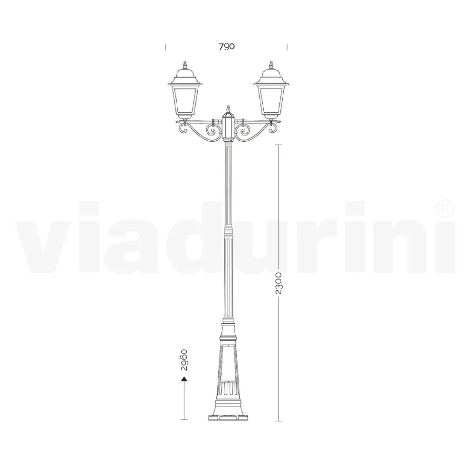 Lámpara de exterior de 296 cm de altura en vidrio y aluminio fundido a presión - Alchemist Viadurini