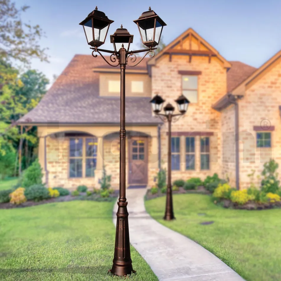 Lámpara de exterior de 296 cm de altura en vidrio y aluminio fundido a presión - Alchemist Viadurini