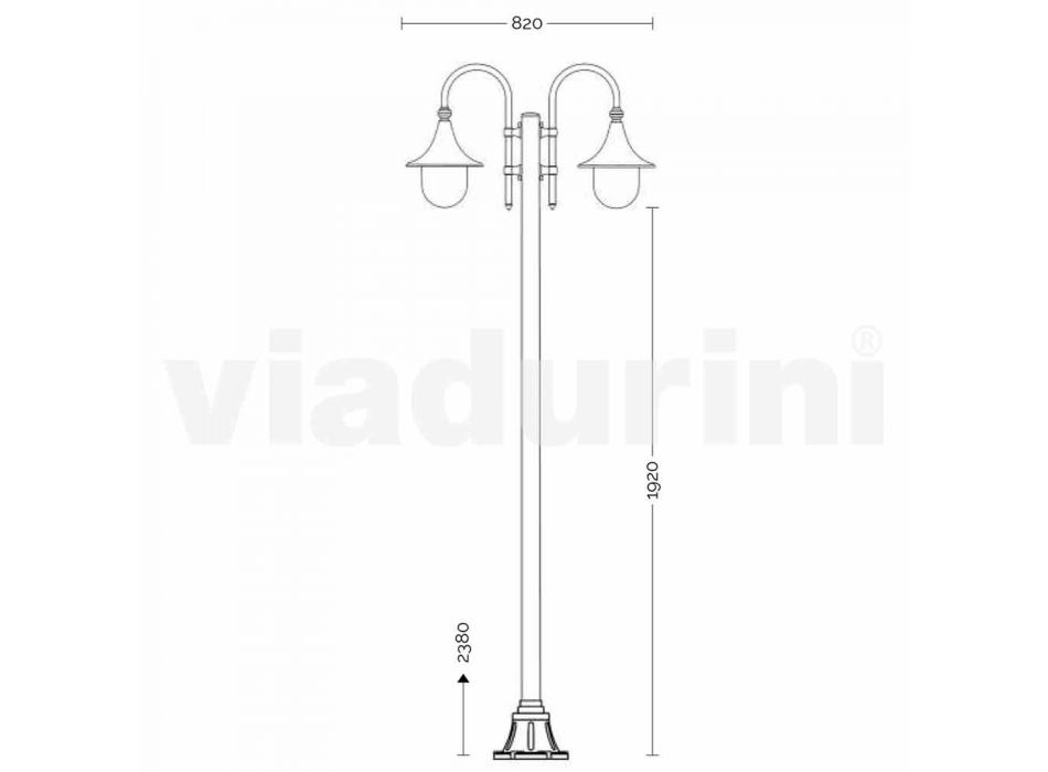 Lámpara de exterior fabricada en aluminio con dos luces fabricada en Italia, Anusca. Viadurini