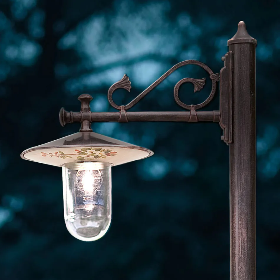 Farola de Exterior en Aluminio Clásico Pintado a Mano Decorado - Génova Viadurini