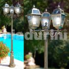 Kristel, lámpara de jardín clásica de tres luces hecha en Italia. Viadurini
