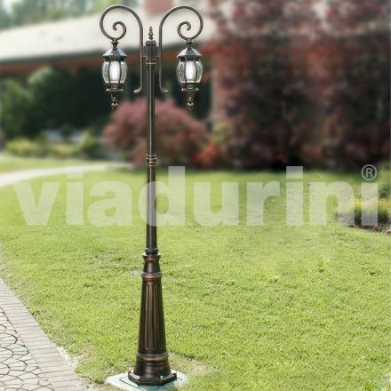 Farola de jardín de 2 luces de aluminio inyectado fabricada en Italia, Anika Viadurini