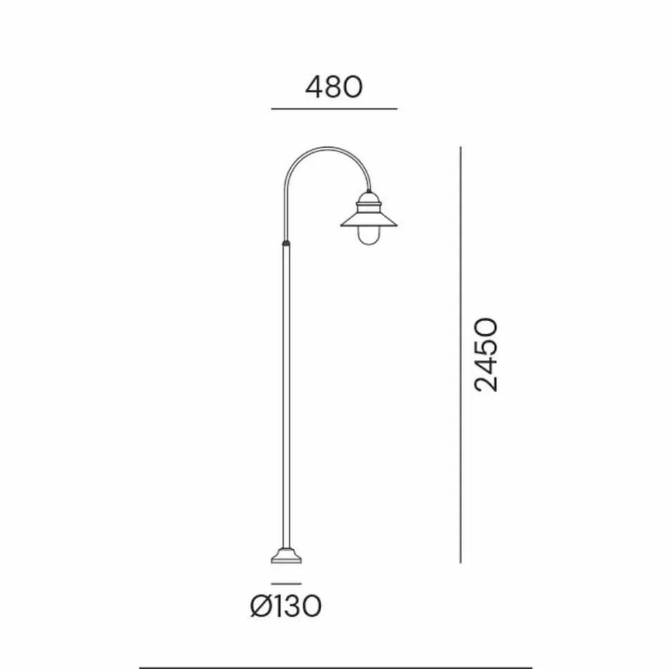 Farola para jardín con arco alto o bajo de latón y cobre - Edge de Il Fanale Viadurini