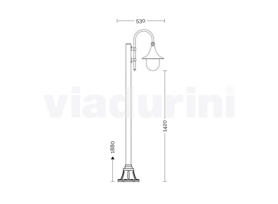 Lámpara de jardín de aluminio blanco de 1 luz producida en Italia, Anusca Viadurini